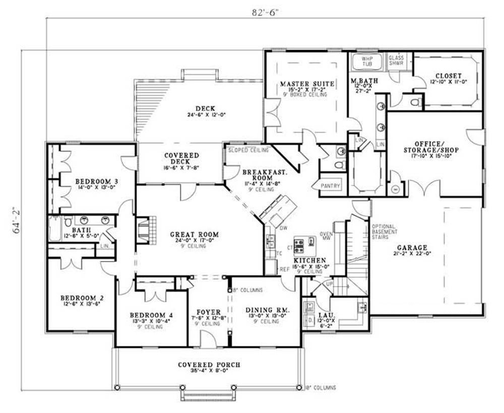 Floor Plan First Story of Cape Cod Plan #153-1902